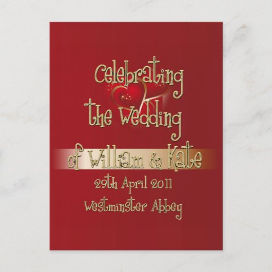 Carte Postale Objets de collection du mariage royal de William & (Devant)