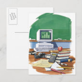 Carte Postale Objets sur le bureau d'un professeur d'école Coule (Devant / Derrière)