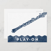 Carte postale Oboe - Vintage Retro Navy Bleu Blanc (Devant / Derrière)