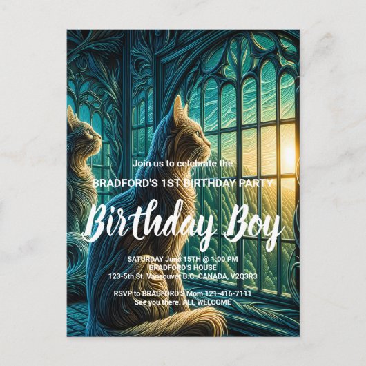 Carte Postale Observateurs Moustachus près de la Fenêtre (Devant)