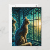 Carte Postale Observateurs murmurés près de la fenêtre (Devant / Derrière)