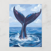 Carte Postale Observation des baleines | Aquarelle bleu (Devant)