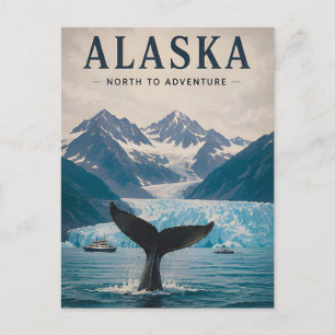 Carte Postale 🌊 Observation des baleines en Alaska, côte du gla