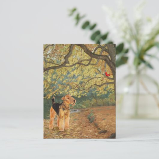 Carte Postale Observation des oiseaux d'Airedale Terrier (Debout devant)