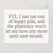 Carte Postale Observez- moi a juste manqué de mes pilules (Devant)