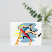 Carte Postale obstacles de saut de piste et d'athlète de terrain (Debout devant)