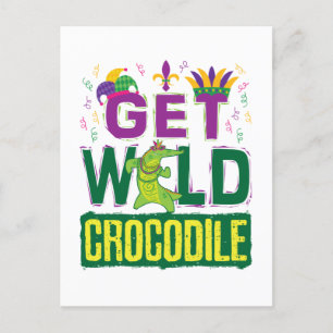 Carte Postale Obtenez le crocodile sauvage Mardi Gras Alligator