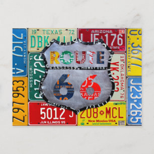 Carte Postale Obtenez Vos Pieds Sur La Route 66 License Plate Ar