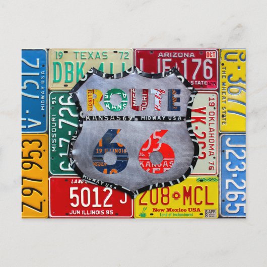 Carte Postale Obtenez Vos Pieds Sur La Route 66 License Plate Ar (Devant)