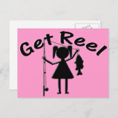 Carte Postale Obtenir Reel - Petites filles pêche (Devant / Derrière)
