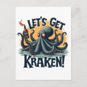 Carte Postale Obtenons Kraken Funny Rum Boire du poulpe (Devant)