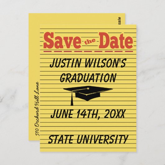 Carte Postale Obtient Le Cap De Graduation Mémo Enregistrer La C (Devant / Derrière)