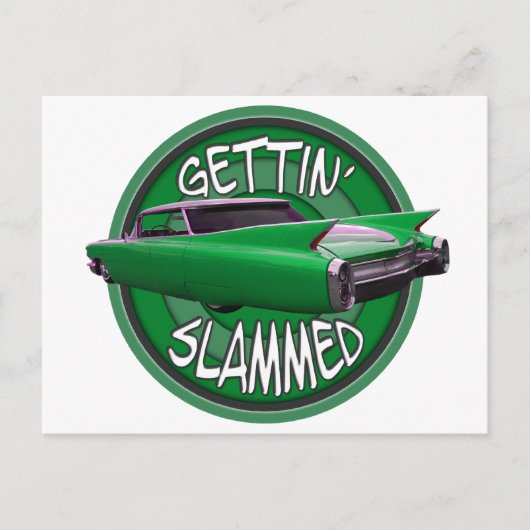 Carte Postale obturation 1960 Cadillac mamba verte (Devant)