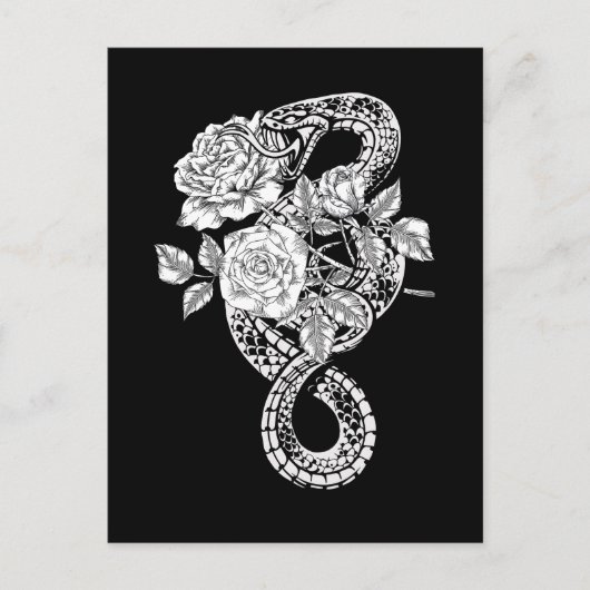 Carte Postale Occulte Serpent Rose Wicca Goth Witchcraft (Devant)