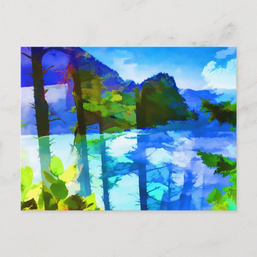 Carte postale Océan Abstrait et Montagnes (Devant)