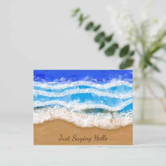 Carte Postale Ocean Art, Vagues en mousse blanche sur une plage (Debout devant)