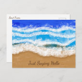 Carte Postale Ocean Art, Vagues en mousse blanche sur une plage  (Devant / Derrière)