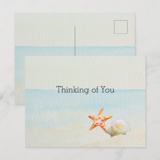 Carte Postale Ocean Beach Starfish Conch Shell (Devant / Derrière)