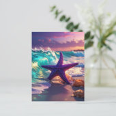Carte Postale Ocean beach with violet starfish (Debout devant)