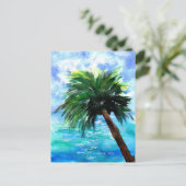 Carte Postale Océan bleu et palmier vert (Debout devant)
