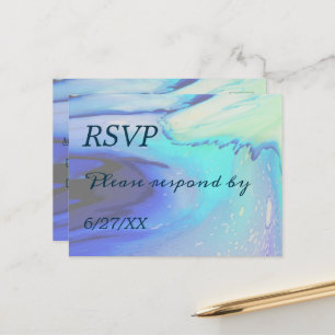 Carte Postale Ocean Blue Abstrait Beach Wedding Réponse