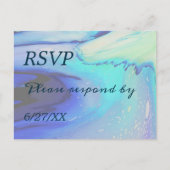 Carte Postale Ocean Blue Abstrait Beach Wedding Réponse (Devant)