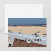 Carte Postale Ocean City Beach, MD avec oiseaux (Devant / Derrière)