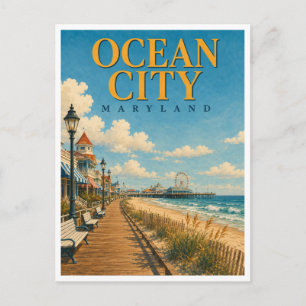 Carte Postale Ocean City Maryland Boardwalk GeoSaga
