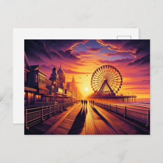 Carte Postale Ocean City, Maryland Heure d'or (Devant / Derrière)