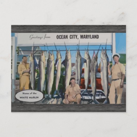 Carte Postale Ocean City, Maryland Maison Du Marlin Blanc, Vin (Devant)
