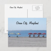 Carte Postale Ocean City, Maryland - Plage vide (Devant / Derrière)