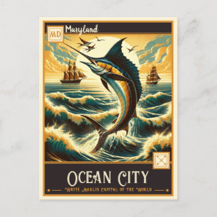 Carte Postale Ocean City, Maryland VINTAGE
