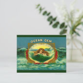 Carte Postale Ocean Gem mermaid étiquette de cigare (Debout devant)