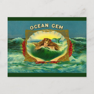 Carte Postale Ocean Gem mermaid étiquette de cigare