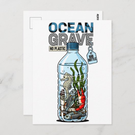 Carte Postale Ocean Grave Ocean dans une prison en plastique Car (Devant / Derrière)