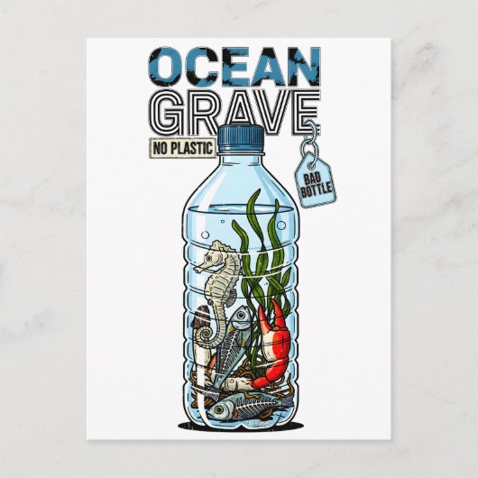 Carte Postale Ocean Grave Ocean dans une prison en plastique Car (Devant)
