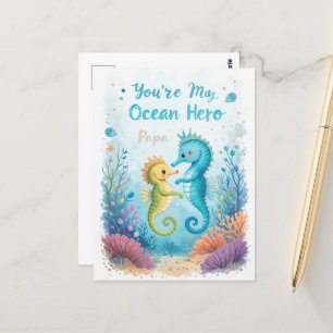 Carte Postale Ocean Hero Fête des pères Seahorse Papa