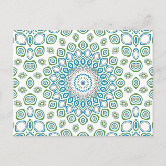 Carte Postale Ocean Mandala en bleu et gris et blanc (Devant)