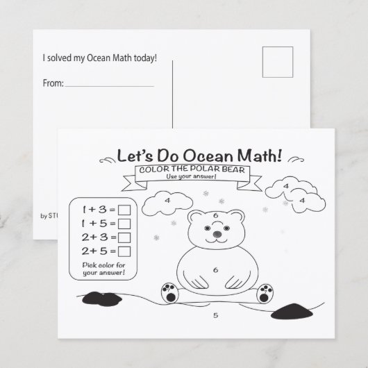 Carte Postale Ocean Math Coloring Postcard (Devant / Derrière)