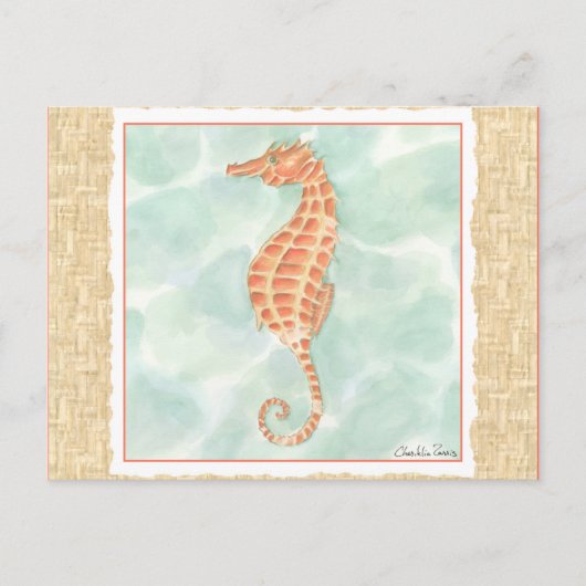 Carte Postale Ocean Orange Seahorse (Devant)