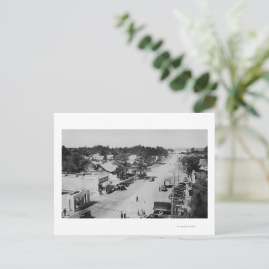 Carte Postale Ocean Park, WA - Vue sur la plage, Vieilles voitur (Debout devant)