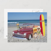 Carte Postale Océan/Plage/Surf/Bois (Devant / Derrière)