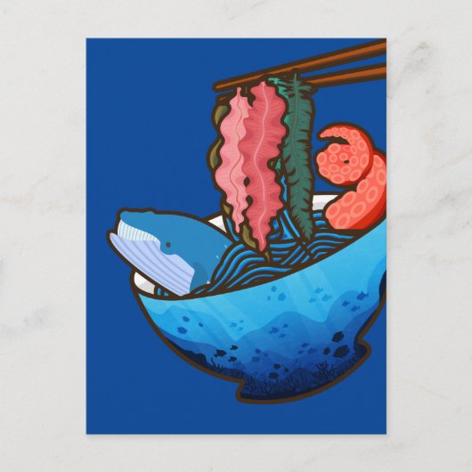 Carte Postale Ocean Ramen Tentacle Kelp Whale Food Nature (Devant)