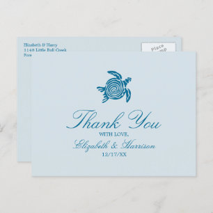 Carte Postale Ocean Sea Turtle, Sea Blue Beach Merci de mariage