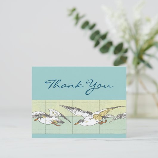 Carte Postale Ocean Seagull Tile Art Editable Merci (Debout devant)