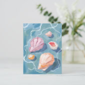 Carte Postale Ocean Seashells Pastel Watercolor Coastal (Debout devant)