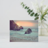 Carte Postale Ocean Sunset Rocky Seashore Christian Bible Verse (Debout devant)