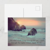 Carte Postale Ocean Sunset Rocky Seashore Christian Bible Verse (Devant / Derrière)