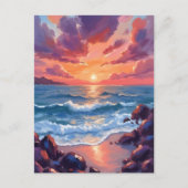 Carte Postale Ocean Sunset Watercolor Beach Coastal (Devant)