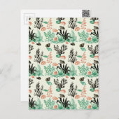 Carte Postale Océan Tropical Profond Corail Coquillage Aquarelle (Devant / Derrière)